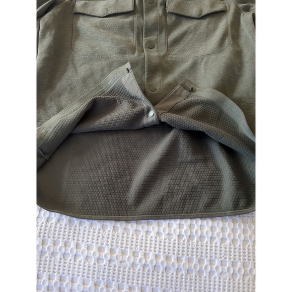 Lululemon Gridliner Grid Fleece Overshirt Snap Long Sleeve Green Medium Preppy - Picture 7 of 12